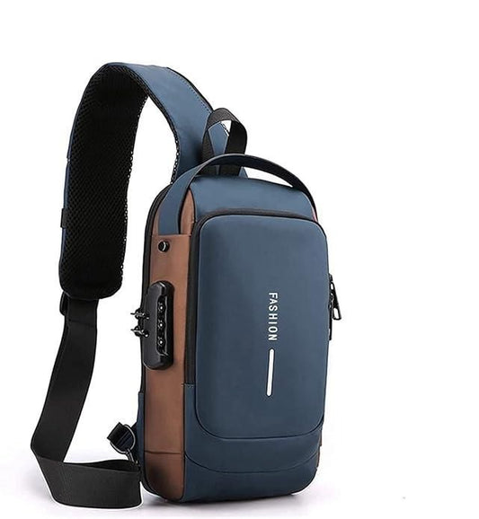 Premium Quality Waterproof with USB Charging Port, Stylish & Travel Friendly with Password Lock Sling Bag for Men & Women